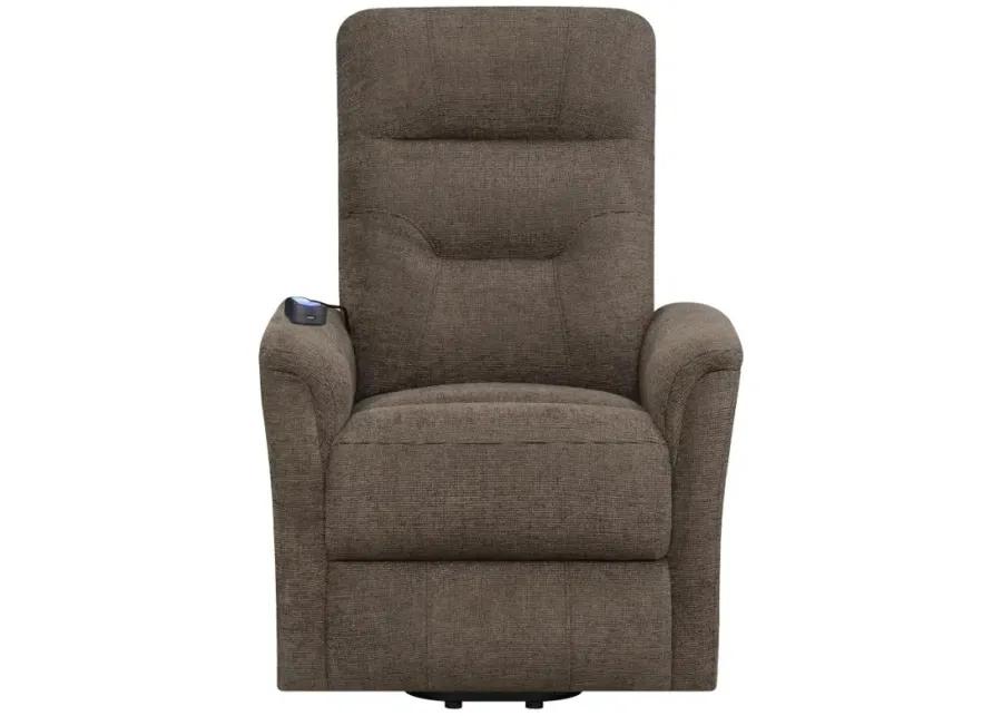 Henrietta Power Lift Recliner with Storage Pocket Brown