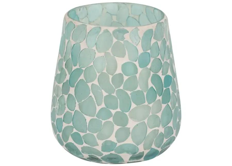 Glass, 5" 18 Oz Mosaic Scented Candle, Light Blue