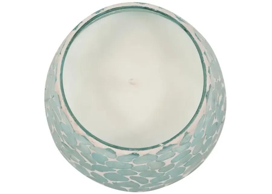 Glass, 5" 18 Oz Mosaic Scented Candle, Light Blue