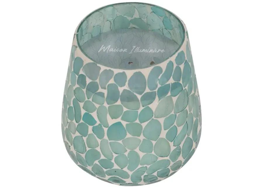 Glass, 5" 18 Oz Mosaic Scented Candle, Light Blue