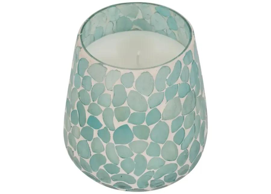 Glass, 5" 18 Oz Mosaic Scented Candle, Light Blue