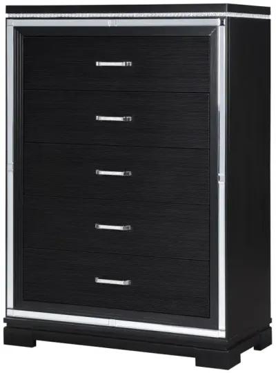 Cappola Rectangular 5-drawer Chest Silver and Black