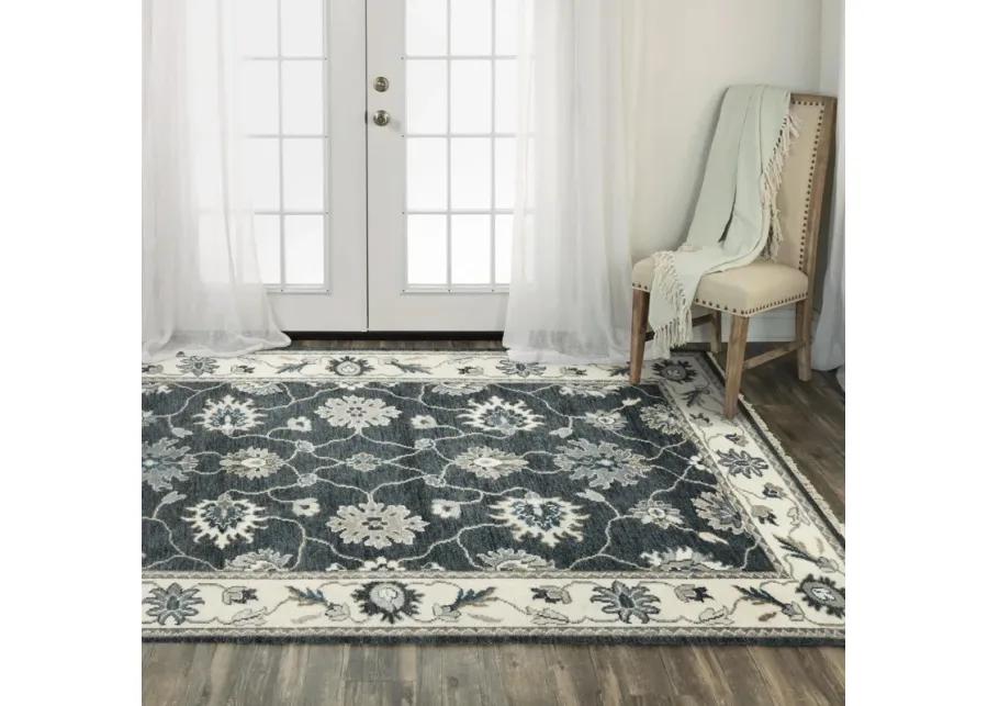 Ashton Charcoal/Ivory  Hand Spun Wool/Tencel 2' x 3'  Rectangle Rug