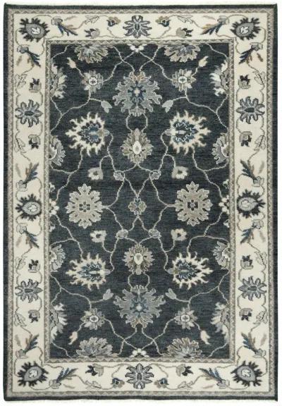 Ashton Charcoal/Ivory  Hand Spun Wool/Tencel 2' x 3'  Rectangle Rug