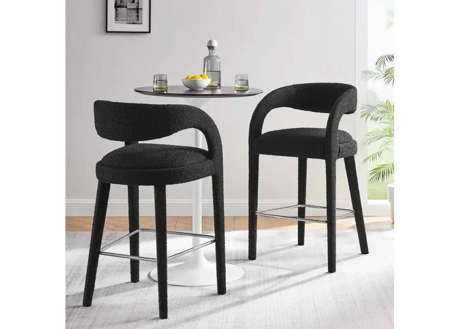 Pinnacle Boucle Upholstered Bar Stool Set of Two