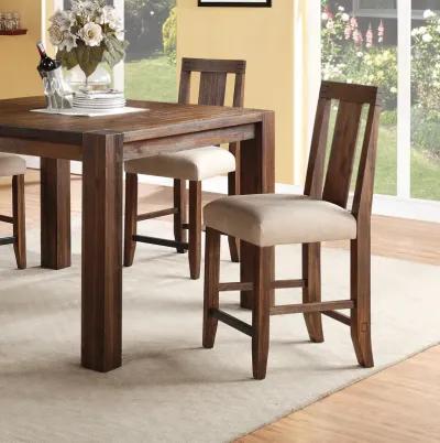 Meadow Solid Wood Upholstered Kitchen Counter Stool in Brick Brown