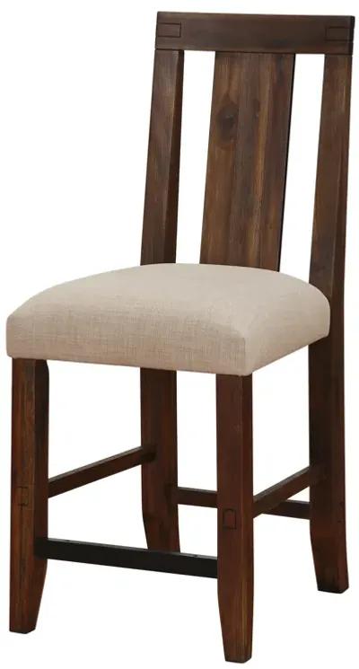 Meadow Solid Wood Upholstered Kitchen Counter Stool in Brick Brown