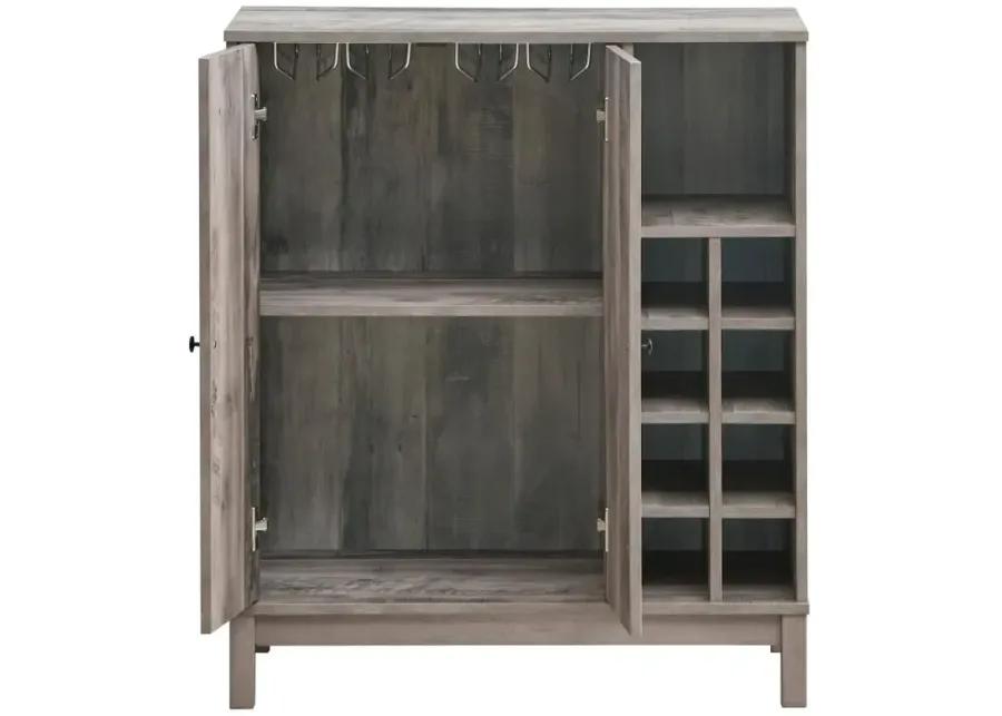 Cheyenne 2-door Wine Cabinet with Stemware Rack Weathered Acacia