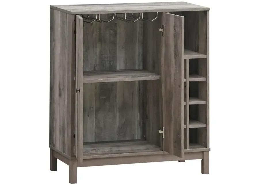 Cheyenne 2-door Wine Cabinet with Stemware Rack Weathered Acacia