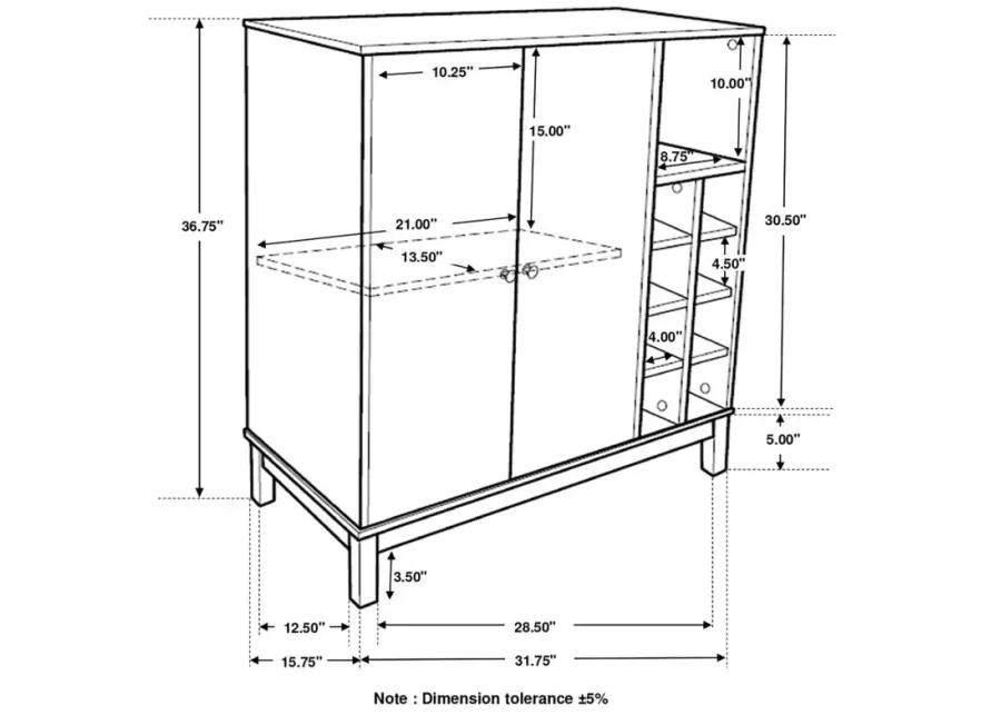 Cheyenne 2-door Wine Cabinet with Stemware Rack Weathered Acacia