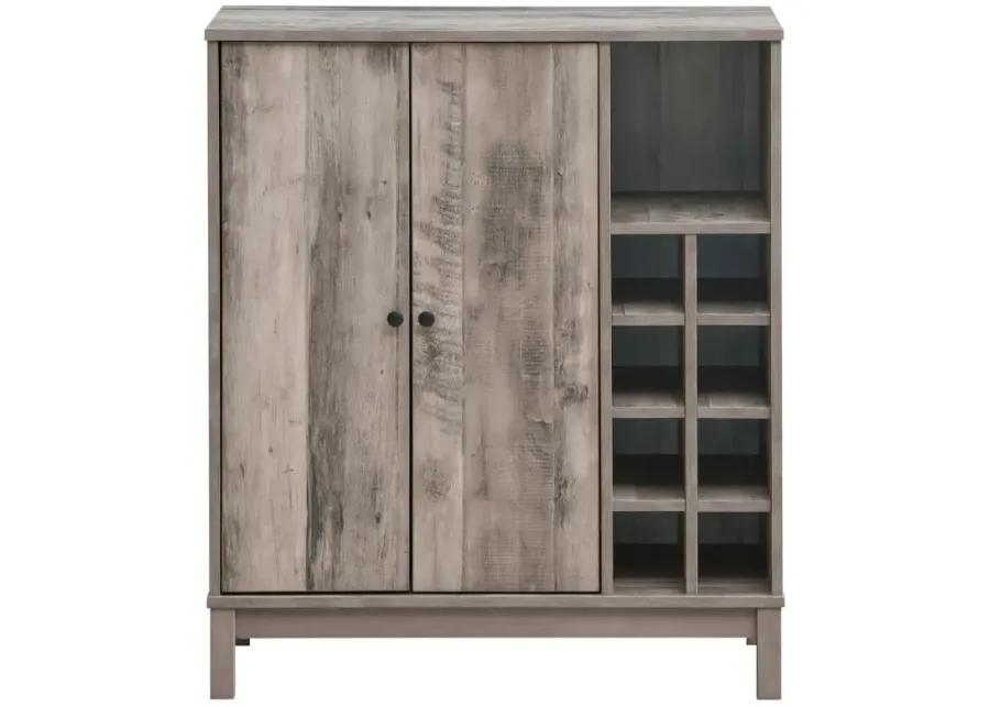 Cheyenne 2-door Wine Cabinet with Stemware Rack Weathered Acacia