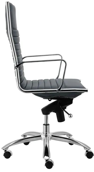 Dirk High Back Office Chair in Blue with Chromed Steel Base