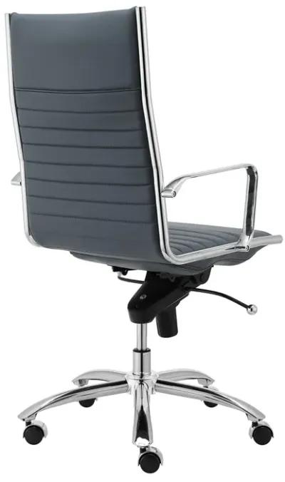 Dirk High Back Office Chair in Blue with Chromed Steel Base