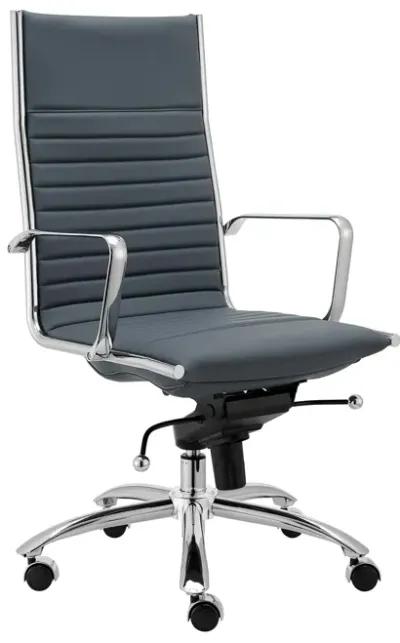 Dirk High Back Office Chair in Blue with Chromed Steel Base