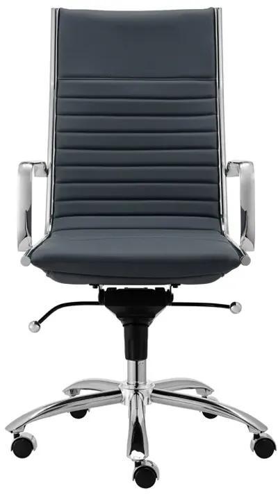 Dirk High Back Office Chair in Blue with Chromed Steel Base