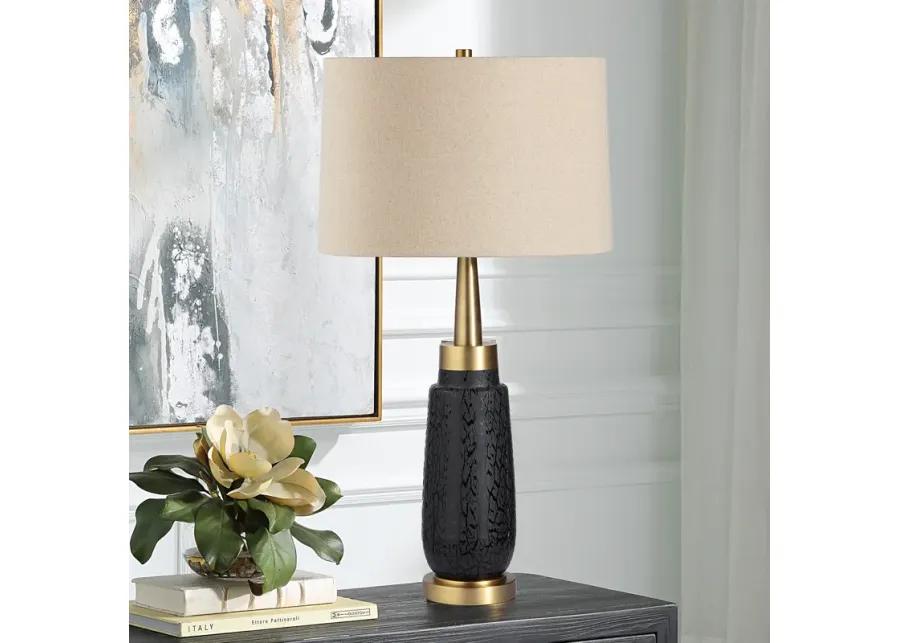 Spyglass Black Wood Grain Table Lamp