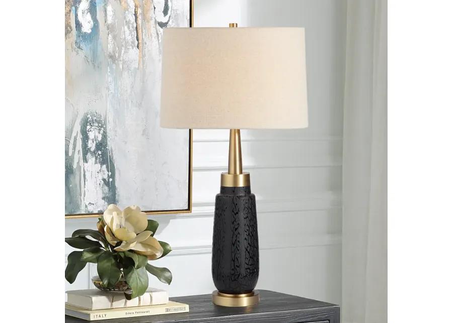 Spyglass Black Wood Grain Table Lamp