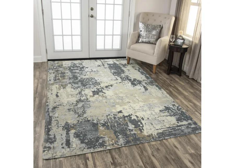 Finesse Ivory Abstract Hand Spun New Zealand Wool/Tencel 6' x 9' Rectangle Rug