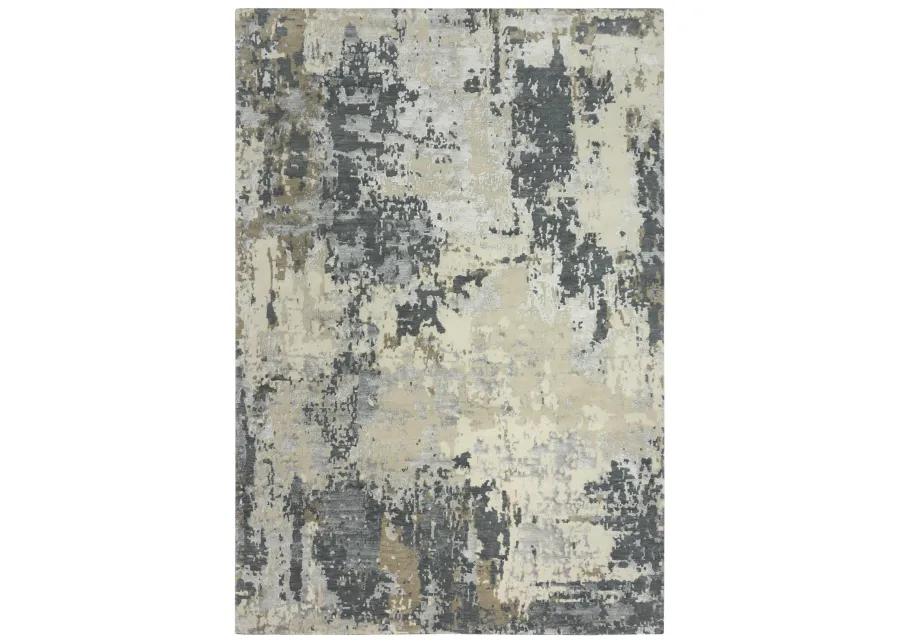 Finesse Ivory Abstract Hand Spun New Zealand Wool/Tencel 6' x 9' Rectangle Rug