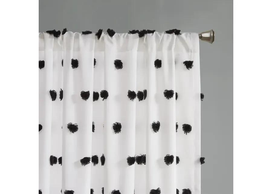 Intelligent Design Sophie Black Pom Pom Embellished Curtain Panel