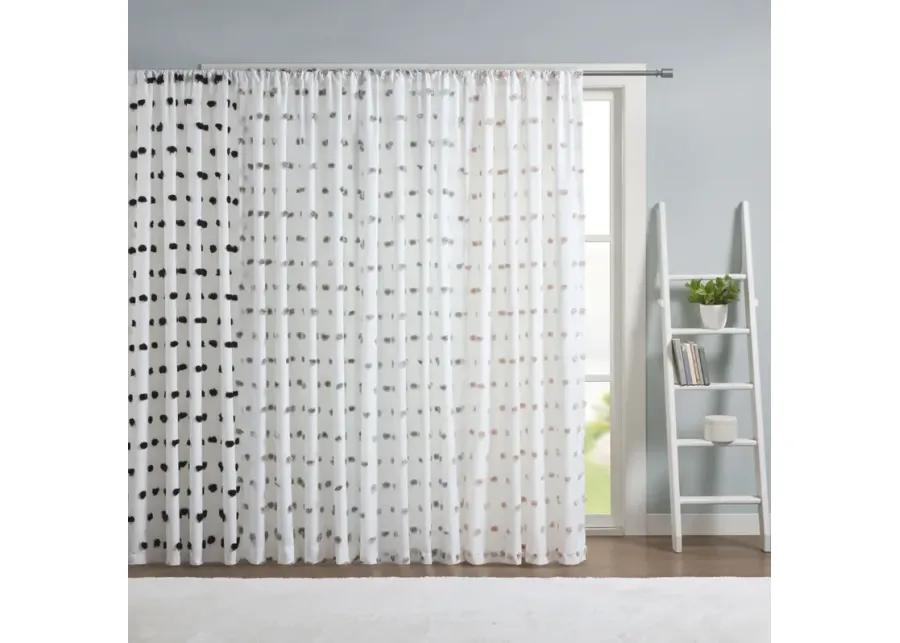 Intelligent Design Sophie Black Pom Pom Embellished Curtain Panel