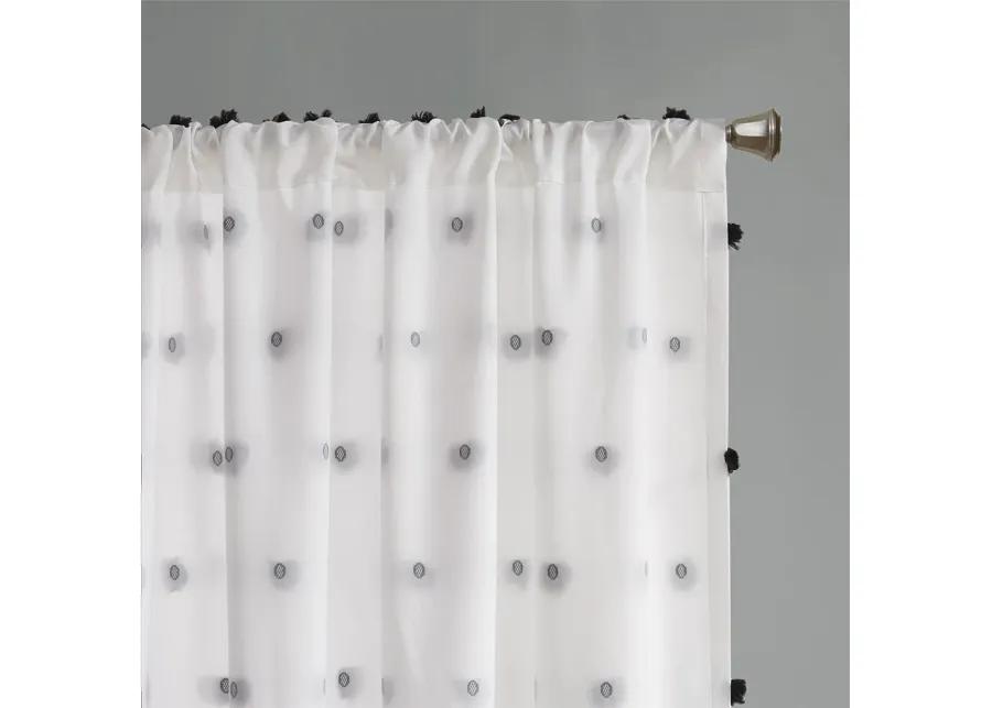 Intelligent Design Sophie Black Pom Pom Embellished Curtain Panel