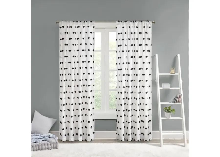 Intelligent Design Sophie Black Pom Pom Embellished Curtain Panel