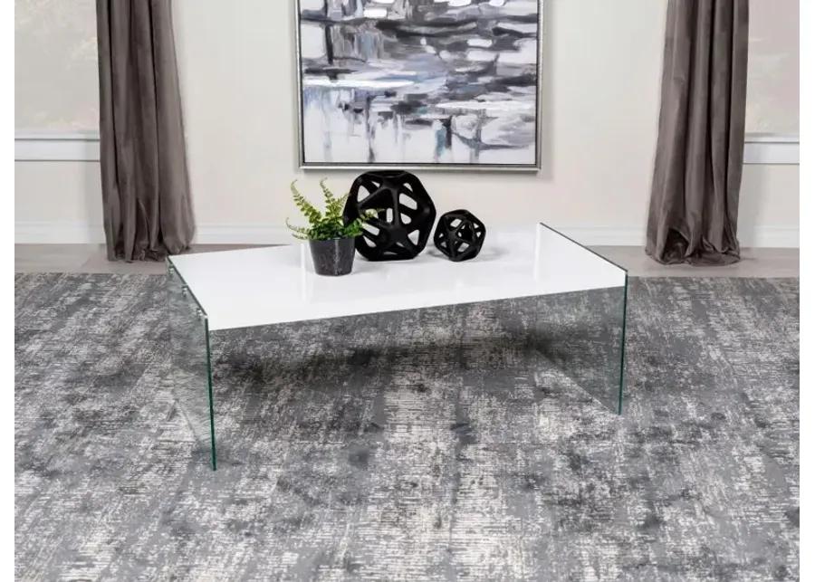 Opal Rectangular Coffee Table With Clear Glass Legs White High Gloss