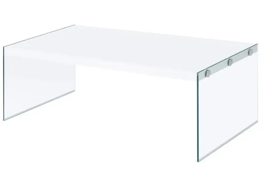 Opal Rectangular Coffee Table With Clear Glass Legs White High Gloss