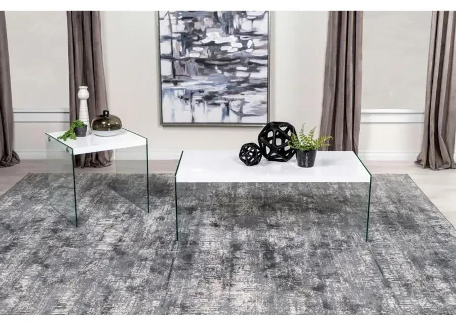 Opal Rectangular Coffee Table With Clear Glass Legs White High Gloss