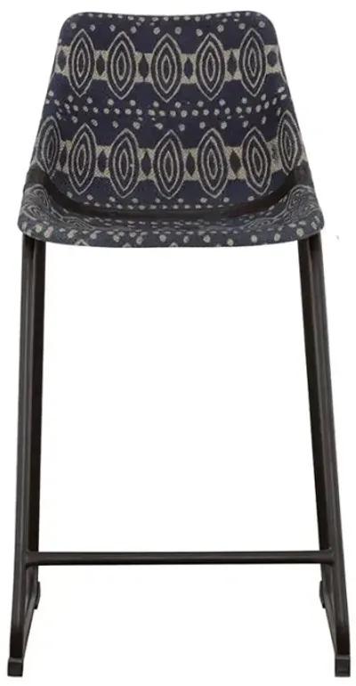 Marquise Counter Height Stools with Footrest Blue and Matte Black (Set of 2)