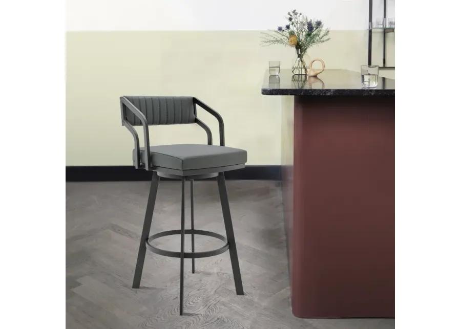 Capri Swivel Modern Metal and Slate Gray Faux Leather Bar and Counter Stool