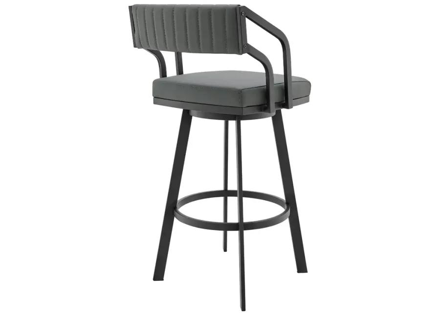 Capri Swivel Modern Metal and Slate Gray Faux Leather Bar and Counter Stool