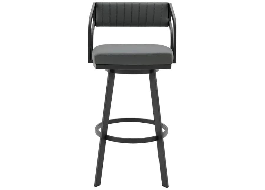 Capri Swivel Modern Metal and Slate Gray Faux Leather Bar and Counter Stool