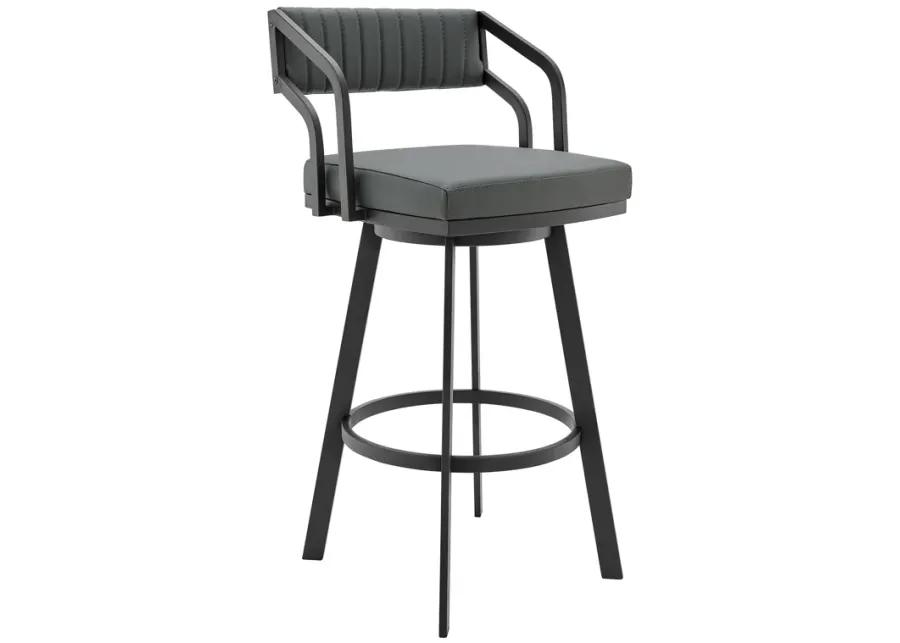 Capri Swivel Modern Metal and Slate Gray Faux Leather Bar and Counter Stool