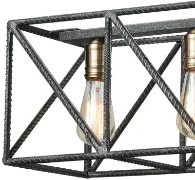 Crossbar 42" Wide 6-Light Linear Chandelier - Silverdust Iron