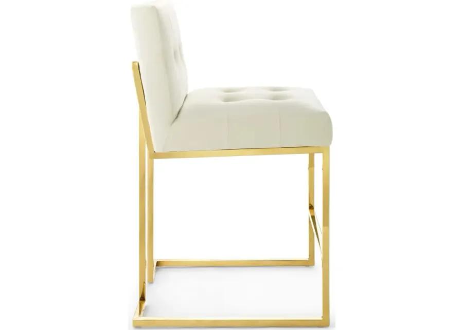 Privy Gold Stainless Steel Performance Velvet Counter Stool