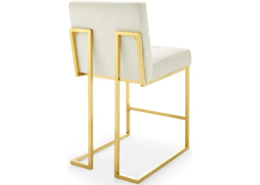 Privy Gold Stainless Steel Performance Velvet Counter Stool