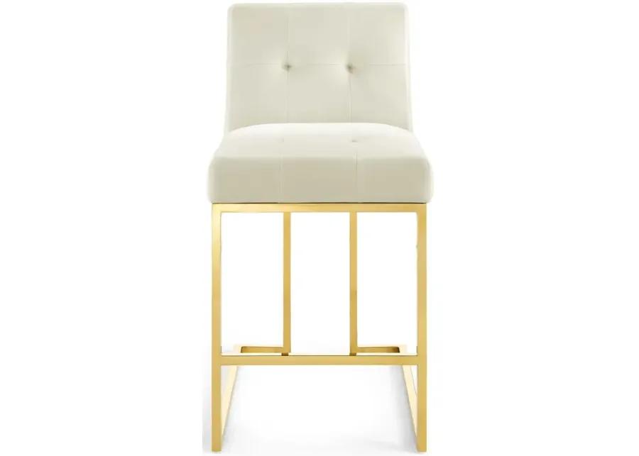 Privy Gold Stainless Steel Performance Velvet Counter Stool