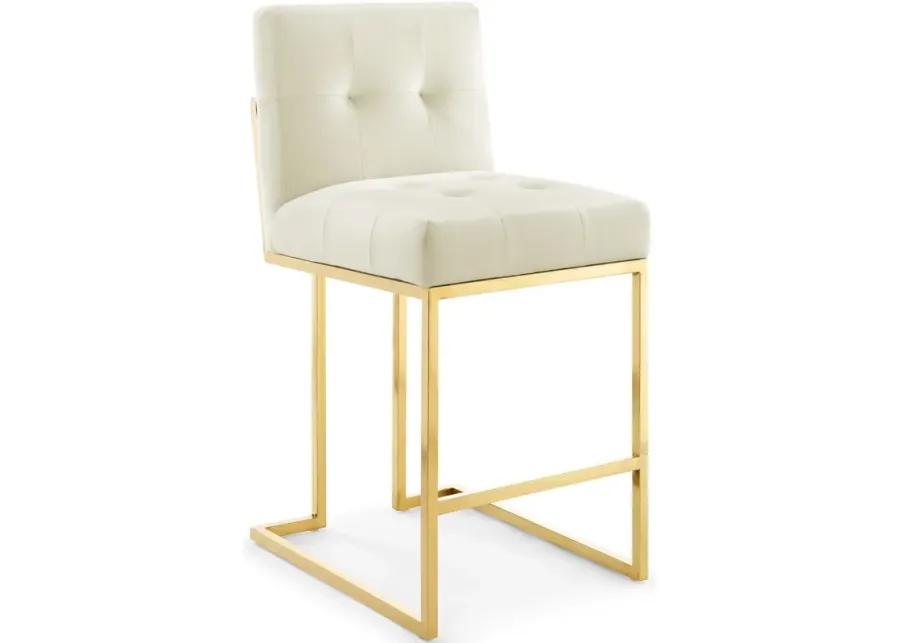 Privy Gold Stainless Steel Performance Velvet Counter Stool