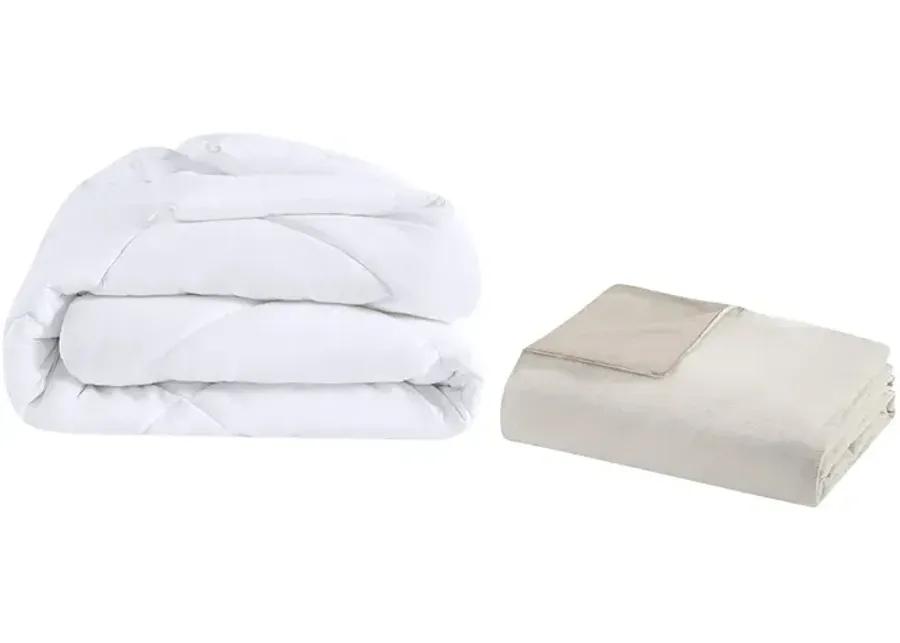 Clean Spaces Dover Natural 5 Piece Organic Cotton Oversized Comforter Cover Set w/removable insert