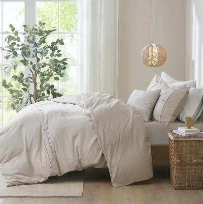 Clean Spaces Dover Natural 5 Piece Organic Cotton Oversized Comforter Cover Set w/removable insert