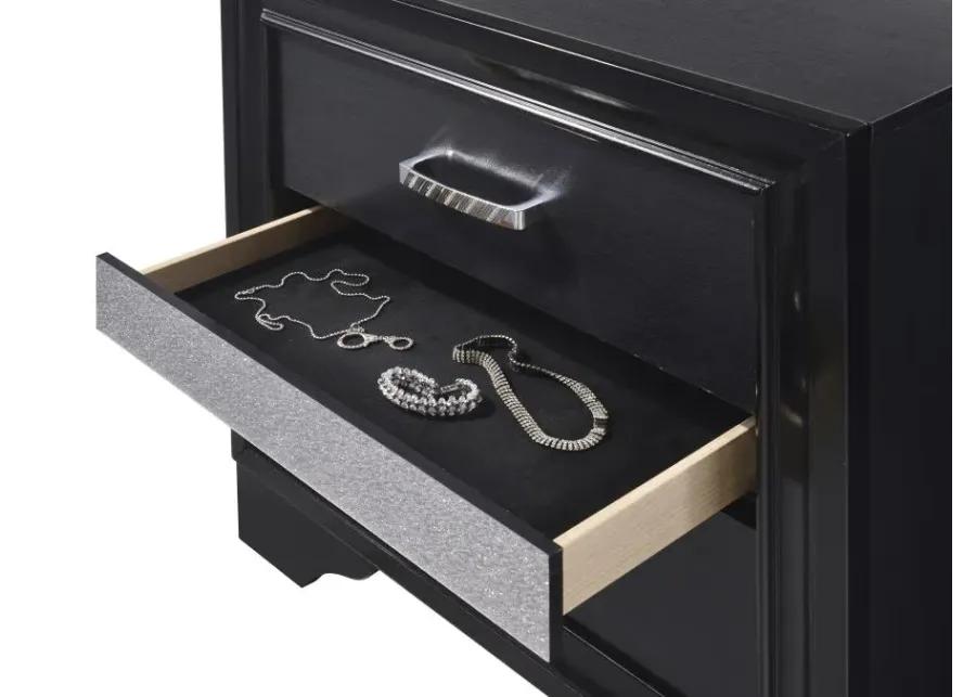 Miranda 2-drawer Nightstand Tray Black