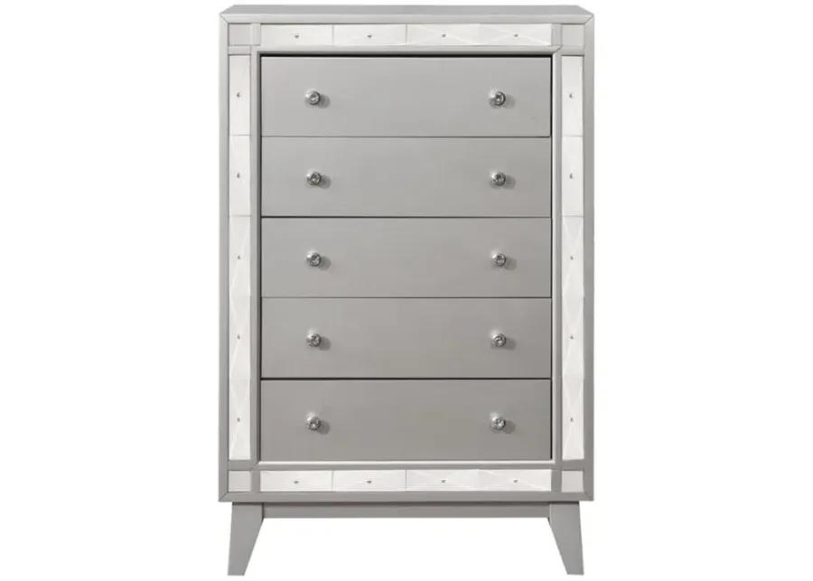 Leighton 5-drawer Chest Metallic Mercury