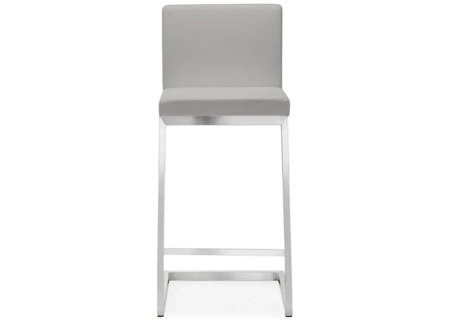 parma light grey stainless steel counter stool (set of 2)