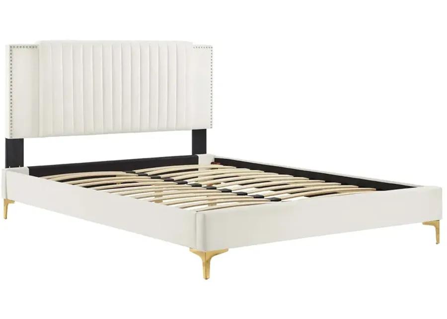 Zahra Channel Tufted Performance Velvet Full Platform Bed