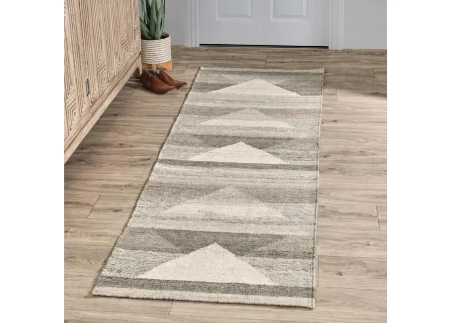 Tierney 2.6'x8' Indoor Outdoor Handwoven Geometric Gray Accent Rug