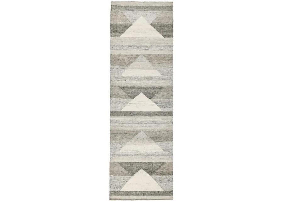 Tierney 2.6'x8' Indoor Outdoor Handwoven Geometric Gray Accent Rug