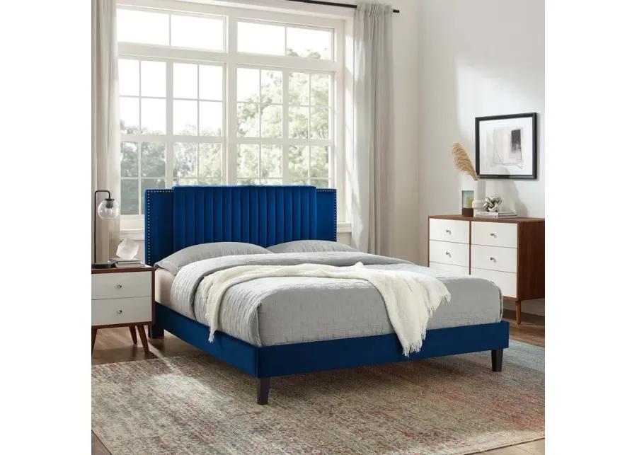 Zahra Channel Tufted Performance Velvet Twin Platform Bed