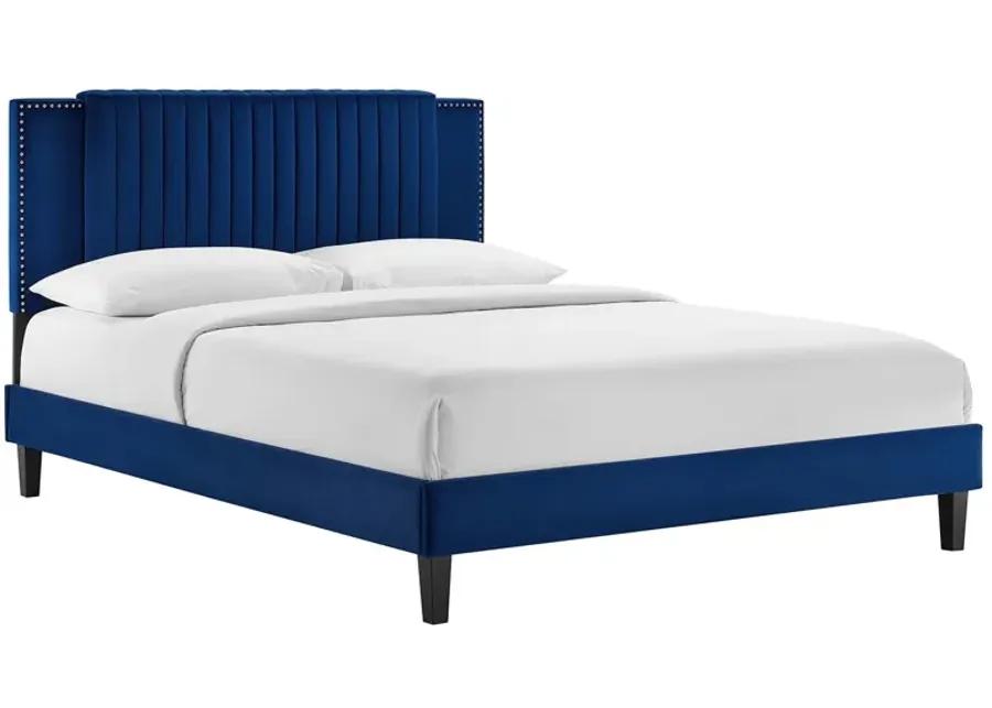 Zahra Channel Tufted Performance Velvet Twin Platform Bed